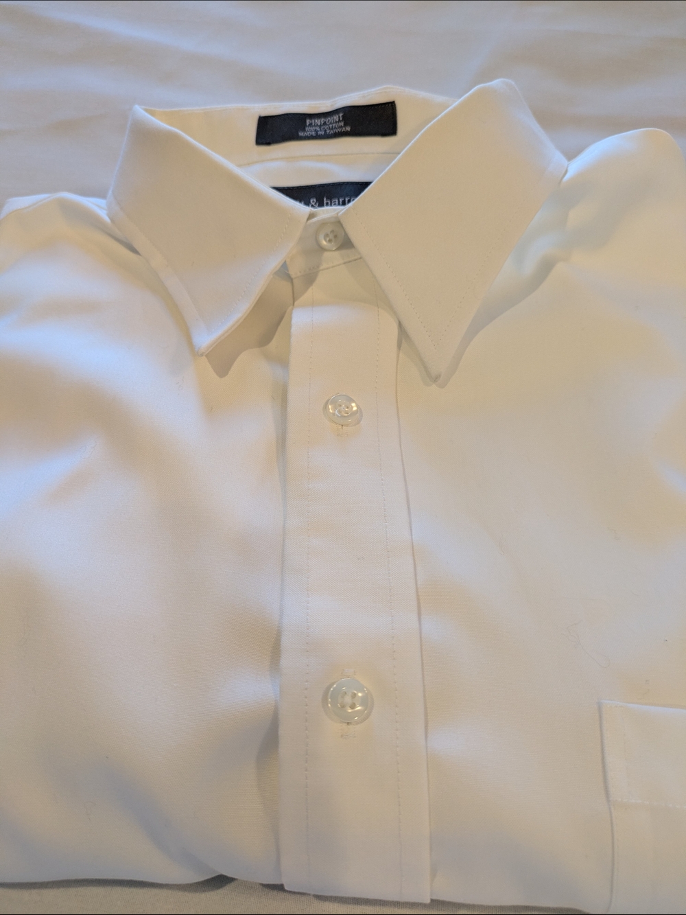 Croft & Barrow White Long-Sleeve Men's Dress Shirt Size 17-1/2
